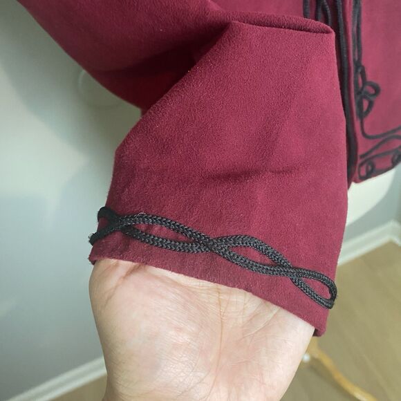 Dress Barn Suede Embroidered Maroon Womens Jacket -size S - Picture 3 of 9
